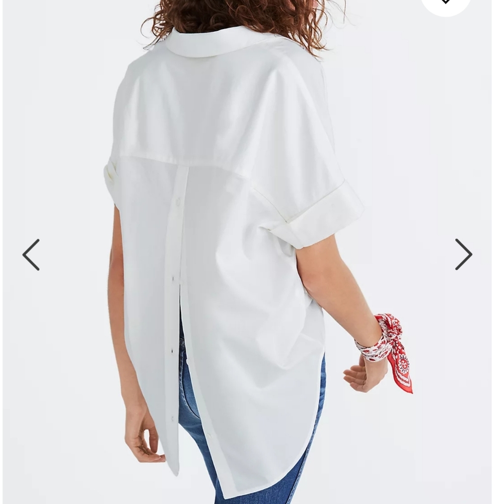 Madewell White Back-Button Blouse